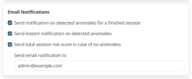 Add Rule page - EMAIL NOTIFS section