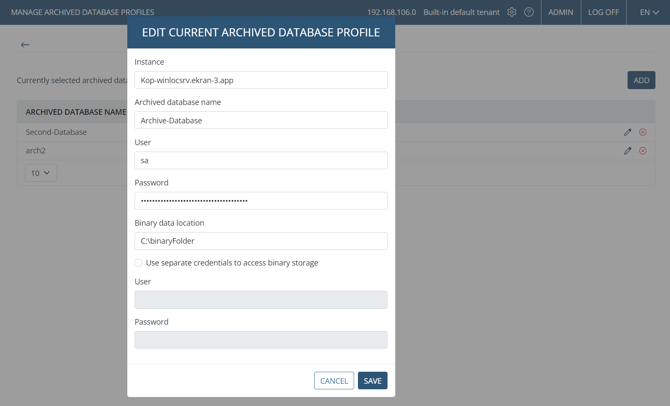 EDIT current archivd DB