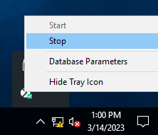 Ekran SERVER TRAY icon - plus STOP
