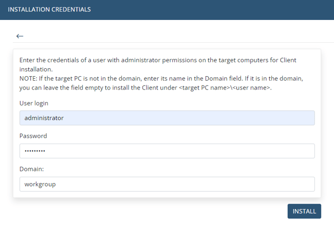 Installation CREDS page