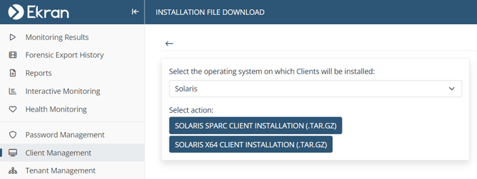 Solaris - Installation File Download page