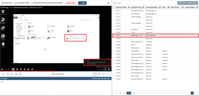 USB Storage - Monitoring event (plugged in) - Session Viewer (CROP and ANNOT)